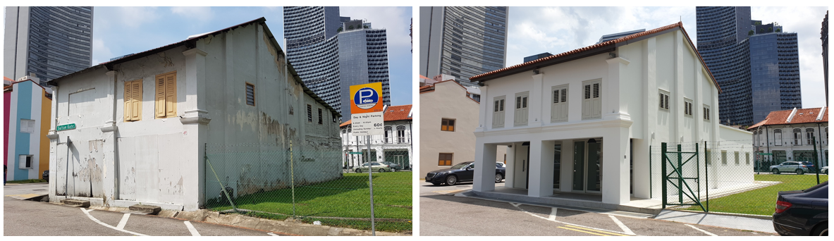 A side by side comparison of 45 Sultan Gate before and after restoration